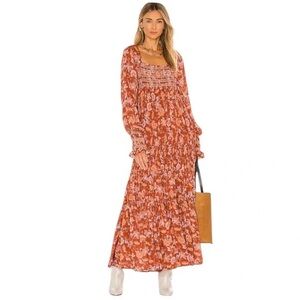 Free People Orange Floral Maxi Dress